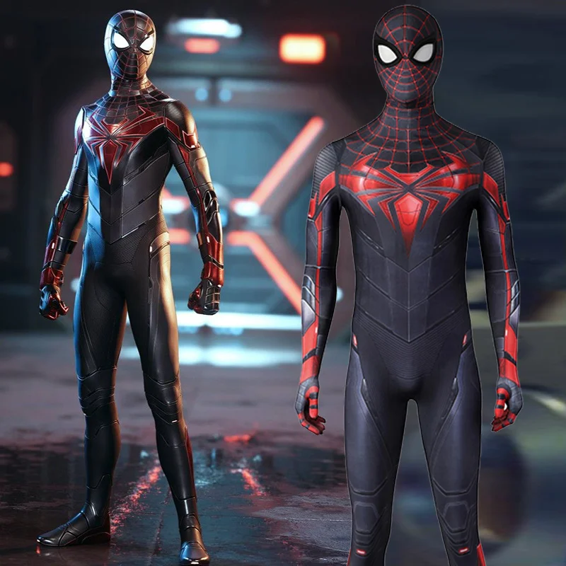 PS5 นอนไม่หลับ Miles Morales ขั้นสูงชุด Spiderman คอสเพลย์เครื่องแต่งกาย Superhero 3D พิมพ์ Spandex ฮาโลวีนเครื่องแต่งกาย Zenzai ชุด