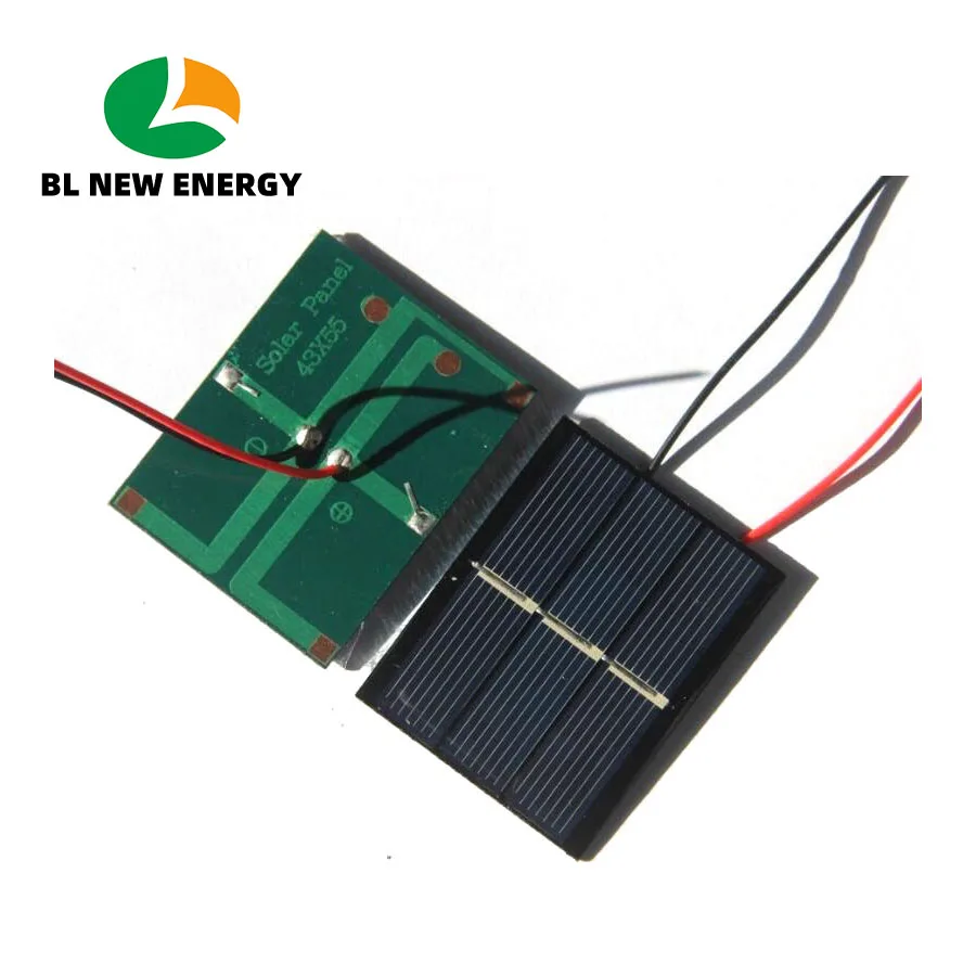 Mini 0.4Watt 1.5V Polycrystalline Solar Panel Epoxy Ploy Solar Cells for DIY Toys Study Brank with Electron Wire 43x55MM