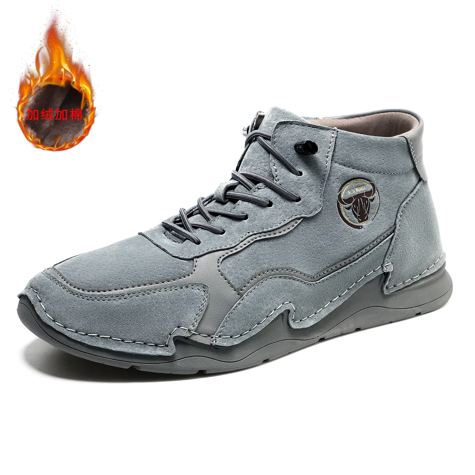 

Мужская осенне-зимняя уличная повседневная обувь. Мужские ботинки из натуральной кожи. Износостойкая и противоскользящая большая мужская обувь.