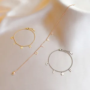 Kore, yeni, moda, mektup, yıldız, charm bilezik, kadın, basit, vintage paslanmaz çelik bilezik, lüks takı, aksesuarlar, hediyeler Bilekliğin ilk 10 satışı, cartier nail - №10