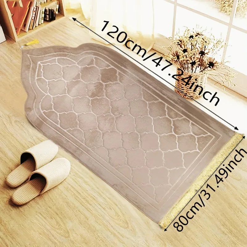 Non Slip Washable Flannel Prayer Rug Thick Carpet for Living Room with Embossed Design