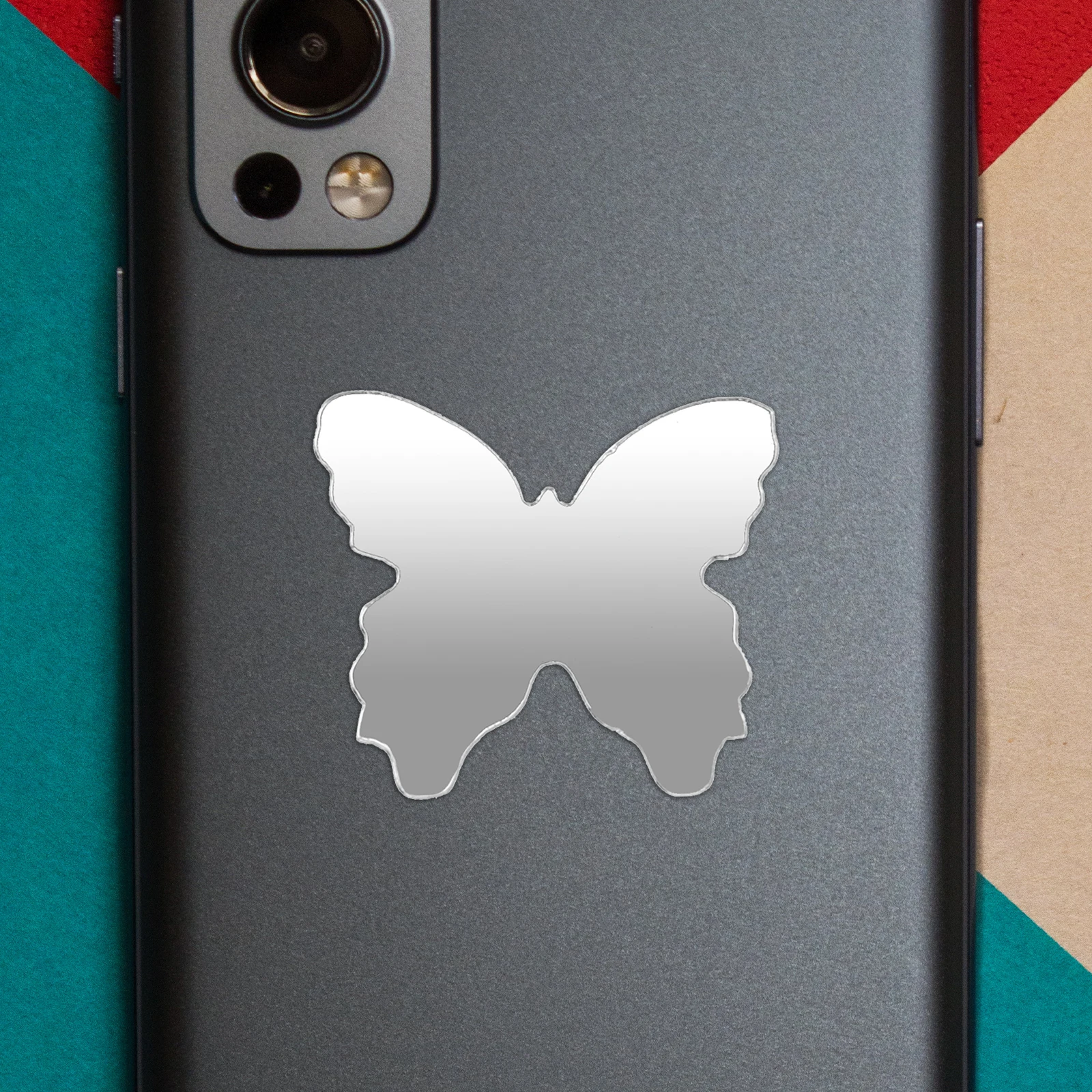 

5pcs Mini Adhesive Makeup Mirror Butterfly Shaped Phone Charm Sticker 4x3 5cm High Definition Strong Adhesive Smooth Flat Hard