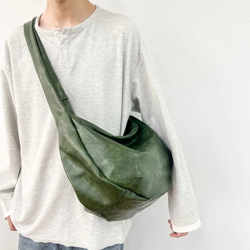 

Japanese Style PU Leather Shoulder Bag Large Capacity Multi-Functional Casual Chest Pack Lightweight Cool Male Dumpling Bag