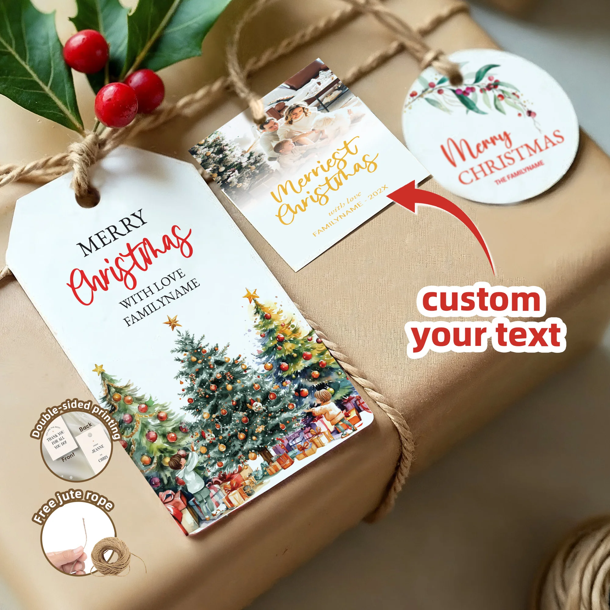 

Custom Tags for Christmas 100PCS Personalized Hang Tags for Wedding Thank You Gift Tags for Bridal showers Christmas Deco