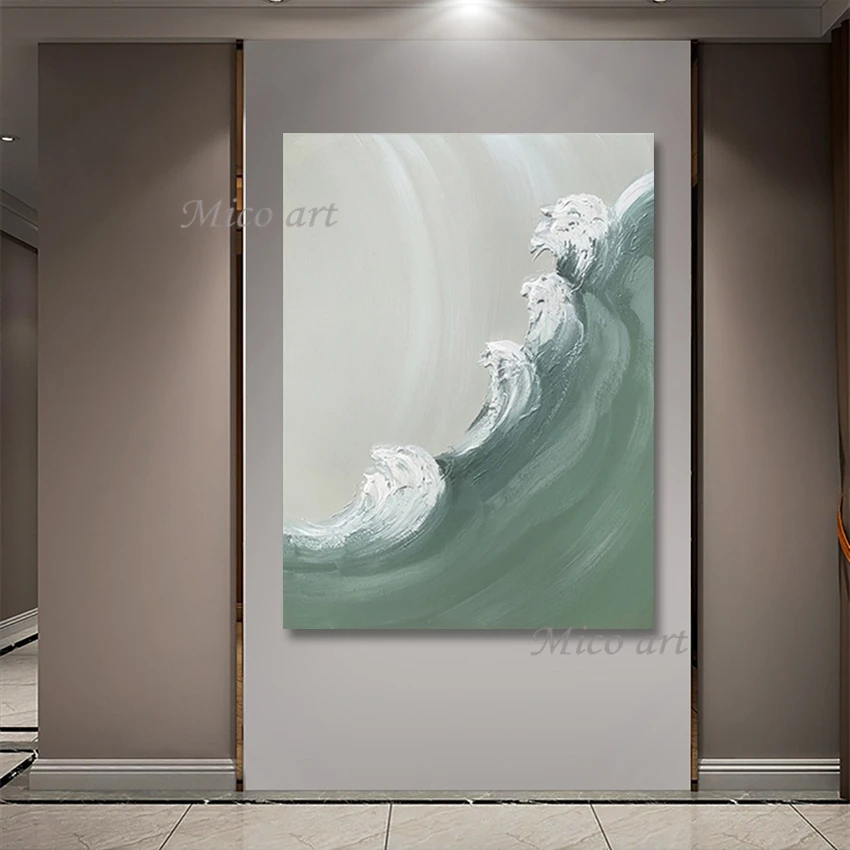 Pure Handmade Abstract Surge Sea Wave Scenery Oil Paintings Art Canvas Wall Picture Office Cafe Decorative Unframed Hot Sale