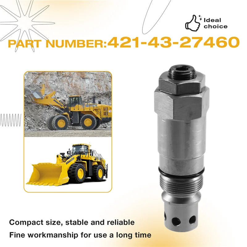 วาล์วระบายแรงดันหลัก ปั๊มไฮดรอลิก 421-43-27460 ใช้ได้กับรถขุดตักดิน Komatsu WA420 WA800 อะไหล่รถตัก