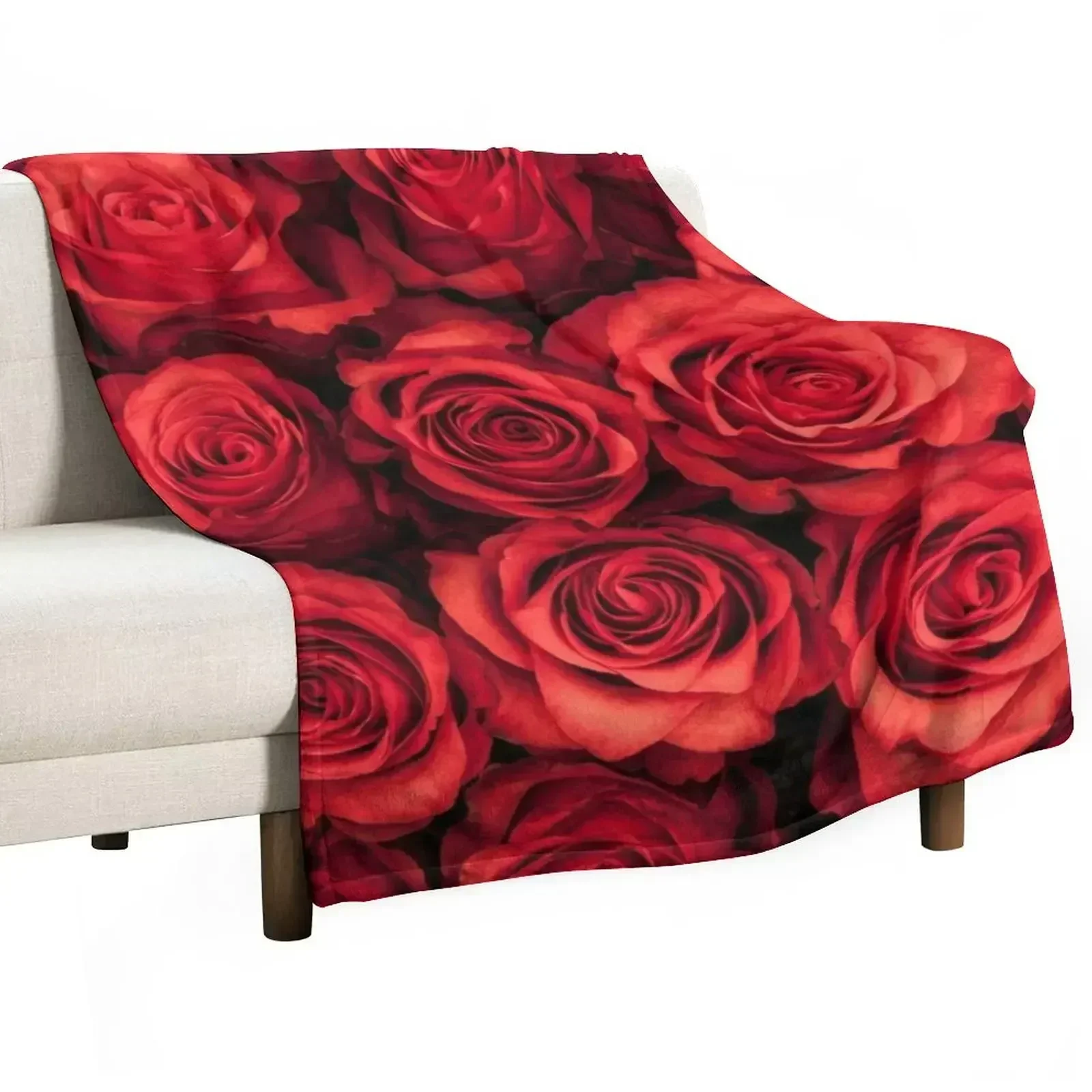 

New Red Roses Throw Blanket Air Conditioner Soft Blanket for Office Home