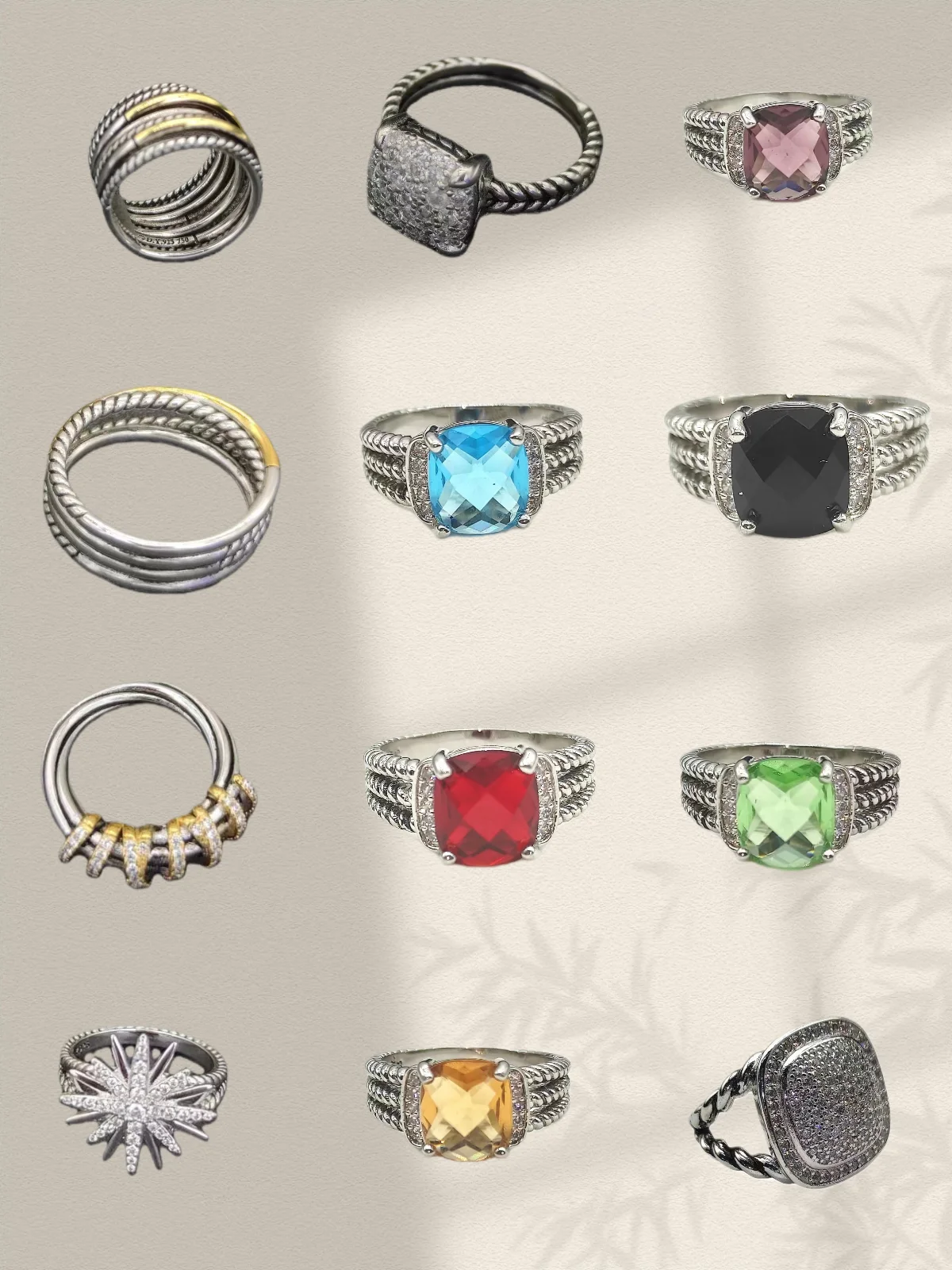 

YK 2025 New Jewelry Retro Ring Couple Trend Fashion Temperament Spiral Design Colored Crystal Ring for Men and Women To Wear