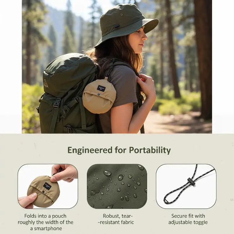 Camping Hiking Mountaineering Cap Summer Sun Protection Waterproof Fisherman Hat Bucket Foldable Storage Bag
