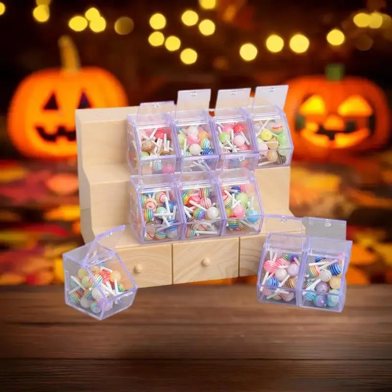 Dollhouse Miniature Supermarket Scene, 1/12 Scale Simulation Storage Display Rack with Lollipop Pretend Play Set