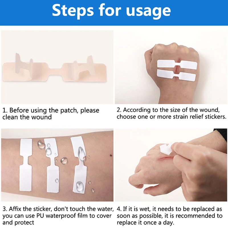 3 Stk/set Draagbare Rits Stropdas Wondsluiting Patch Hemostatische Patch Gewikkeld Snelle Hechtrits Pleister Outdoor Veiligheid Survival