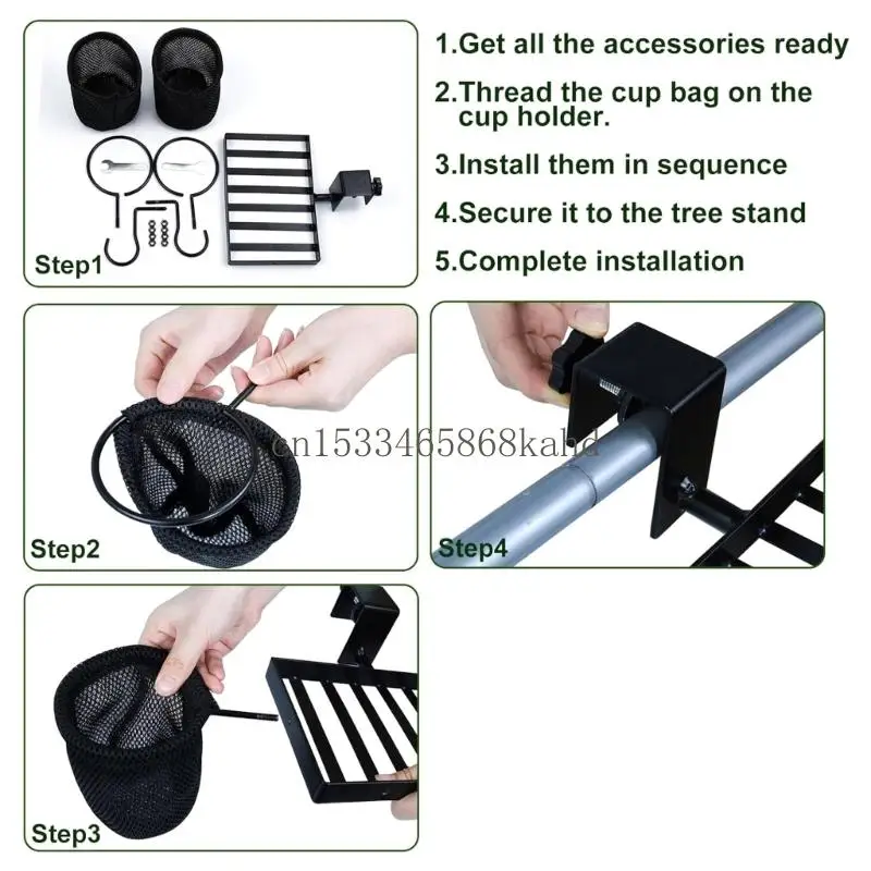 Steel Tree Stand Accessories Set with Cup Possessors Fasteners and Phone Tray for Outdoor Equipment Organization X5QF