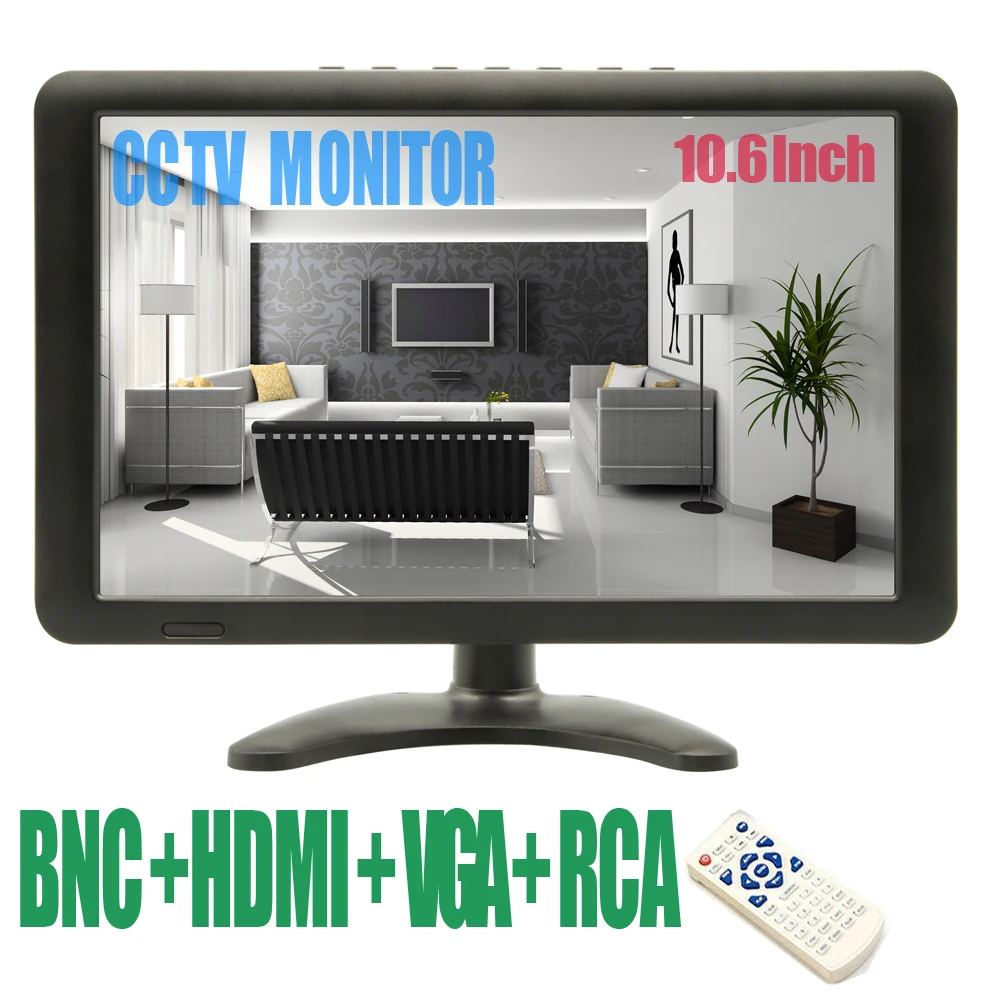 

10.6 Inch CCTV Monitor Mini TV Computer PC Monitor IPS 1280x768 LCD With HDMI VGA AV BNC For CCTV Security Camera Car Rear View