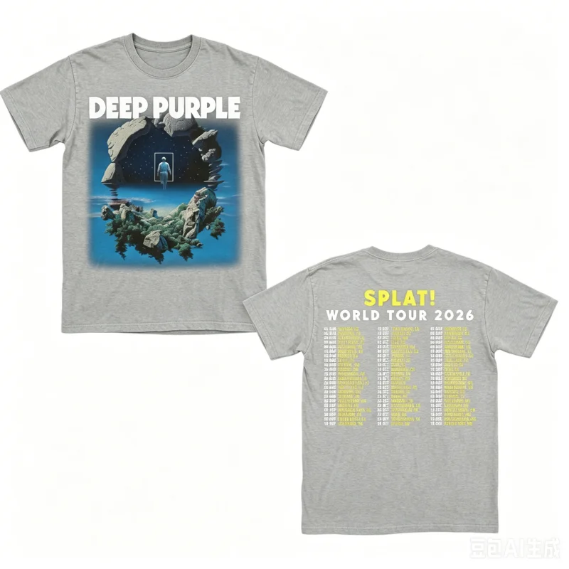 Deep Purple Band SPLAT! WORLD TOUR 2026 Printed T Shirt Cotton Unisex Men‘s Women's T-Shirt Y2k Popular Casual Exclusive Fan Tee