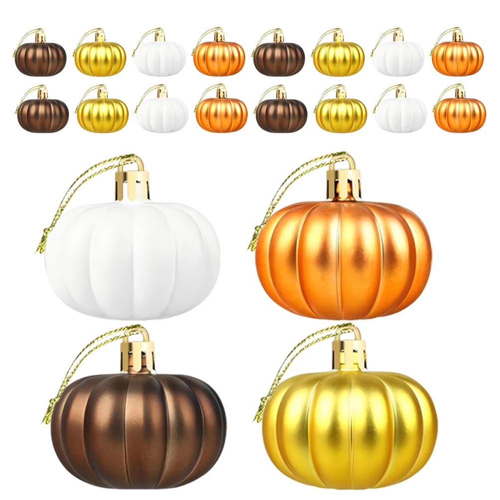 

24Pcs Artificial Pumpkin Hanging Ornaments Small Plastic Pumpkins Halloween Thanksgiving Fall Decorations Decorative Pumpkins