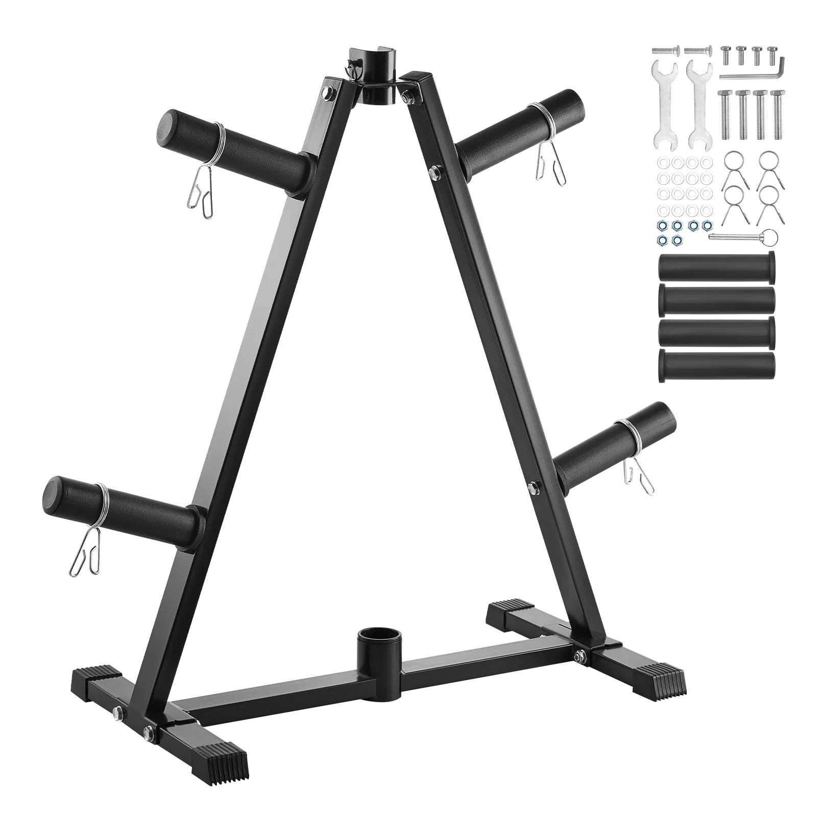 Weight Plate Rack, A Frame Weight Plate Tree for 2-Inch Weight Plates, 300 lbs Load Capacity Weight Storage Holder, Standard Weight Plate Tree, Home Gym Barbell Rack Storage Stand, Black