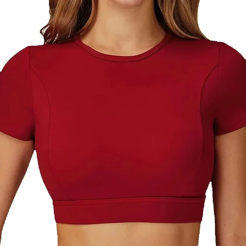 

Женские рубашки для йоги с коротким рукавом, сексуальный укороченный топ с открытым пупком, топы для спортзала, спортивные футболки для фитнеса, бега, тренировок, спортивная одежда