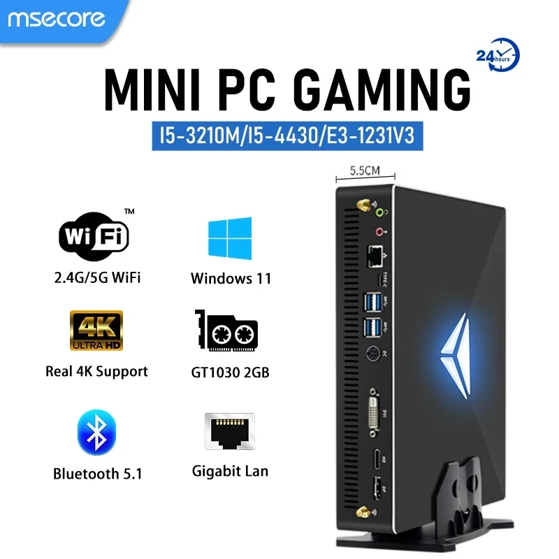 MSECORE MV200 Intel Core i5 E3 GT1030 Dedicated Card Mini PC Windows 10 Game Desktop Computer Office MINIPC Portabl PC Linux HD