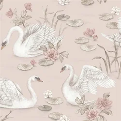 Custom 3d Pink Swan wallpaper mural animal mural for Children's room decoration background wall stickers papel pintado de pared
