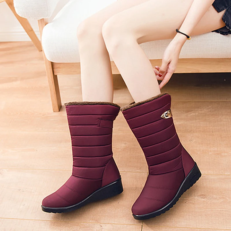 Women boots winter shoes woman mid-calf snow boots plush botas mujer waterproof warm winter women shoes female booties WSH3141