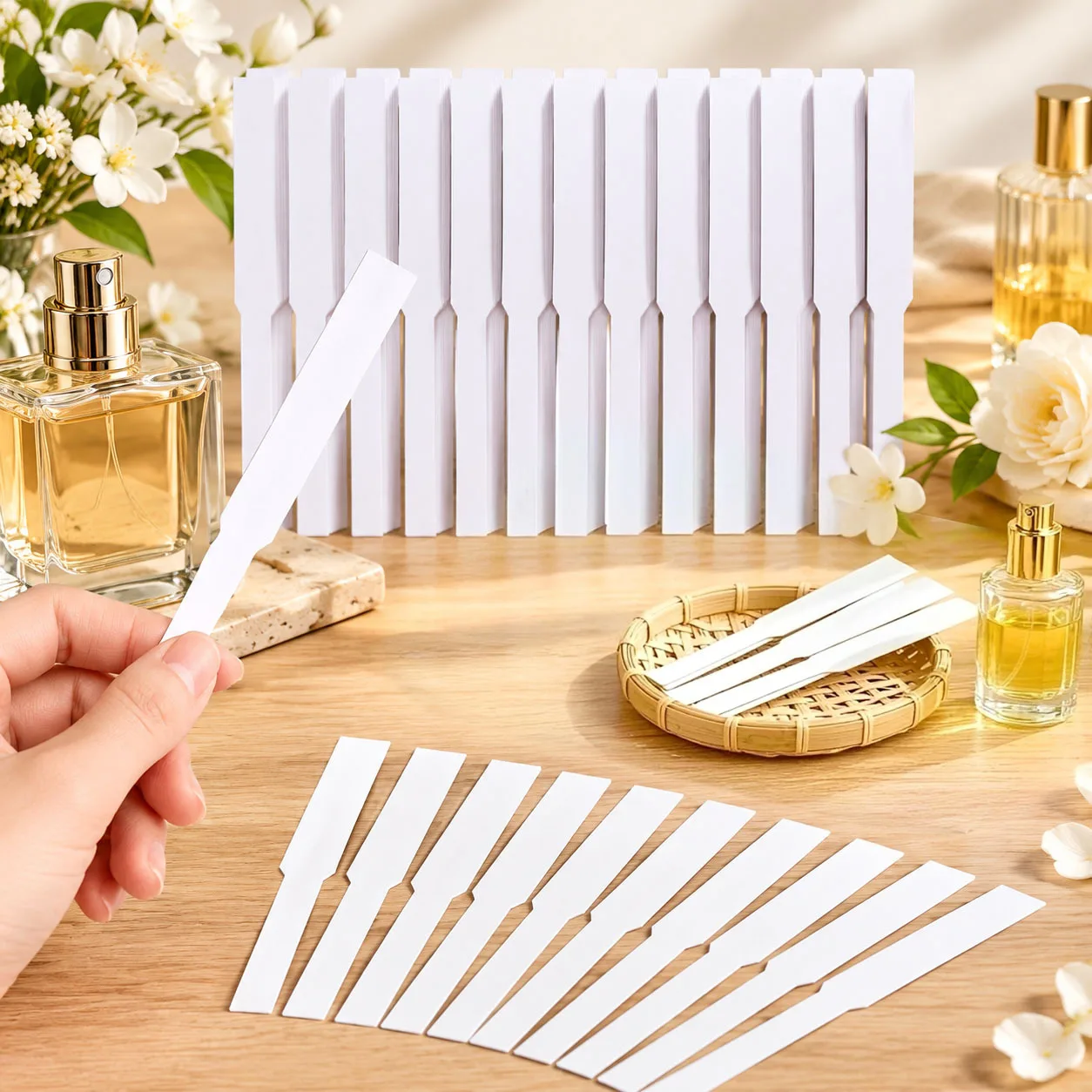 50/200/500 Pcs Blank Fragrance Test Strips White Paper Perfume Testing Blotter Narrow Handle Unscented Absorbent Tester for TMZ