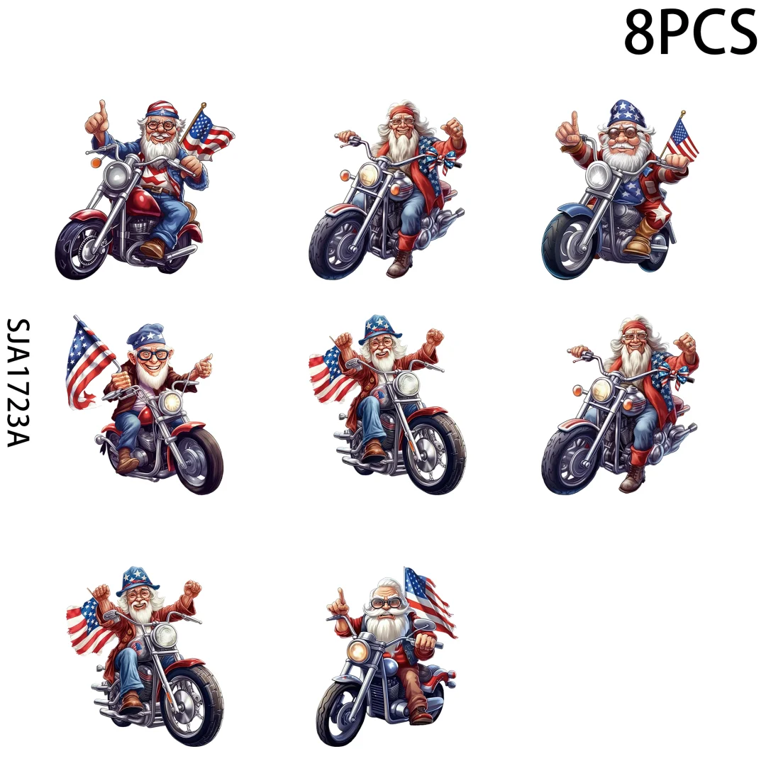 Trump motorcycle, hot air balloon 8 Sheets UV DTF Cup Wraps Transfer Stickers for Glass, Tumbler Cups