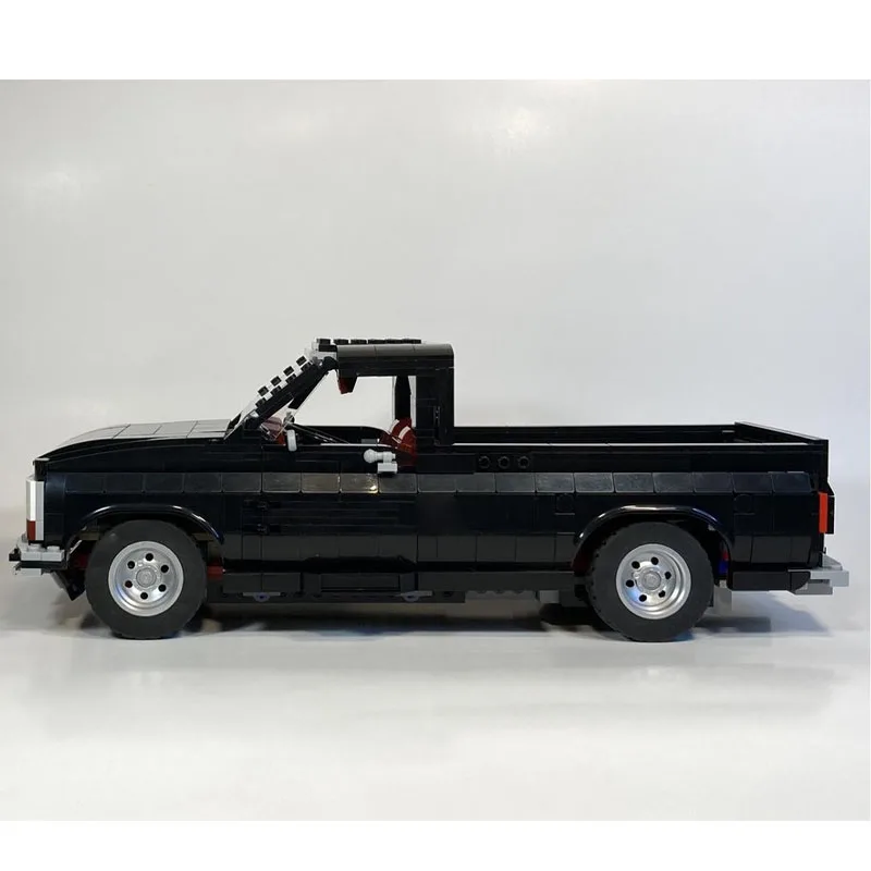 Outdoor Traffic Building Blocks MOC-129673 Black Cargo Transport Flatbed Trailer 1456 Parts Birthday Custom Christmas Toy Gift