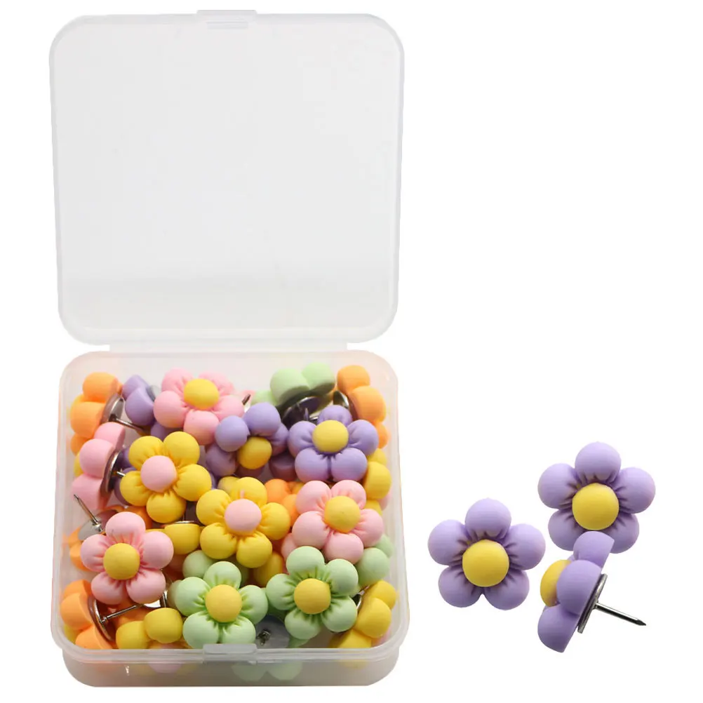 30 قطعة دبابيس دفع على شكل زهرة معكرون دقيقة متعددة الوظائف قابلة للاستبدال مسامير إبهام صغيرة ملحقات منزلية دبابيس دفع #1