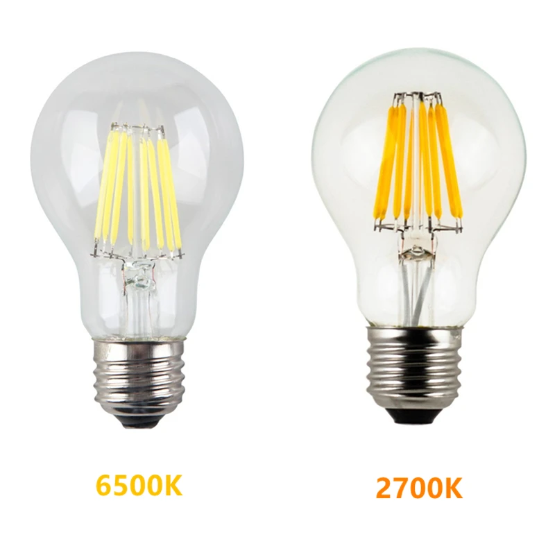 PARKSON LED Bulb 2PCS/Pack A60 8W 6W 4W E27 220V Warm White Light Retro LED Lamp Non-Dimmable Clear Glass Bulbs Light Sources