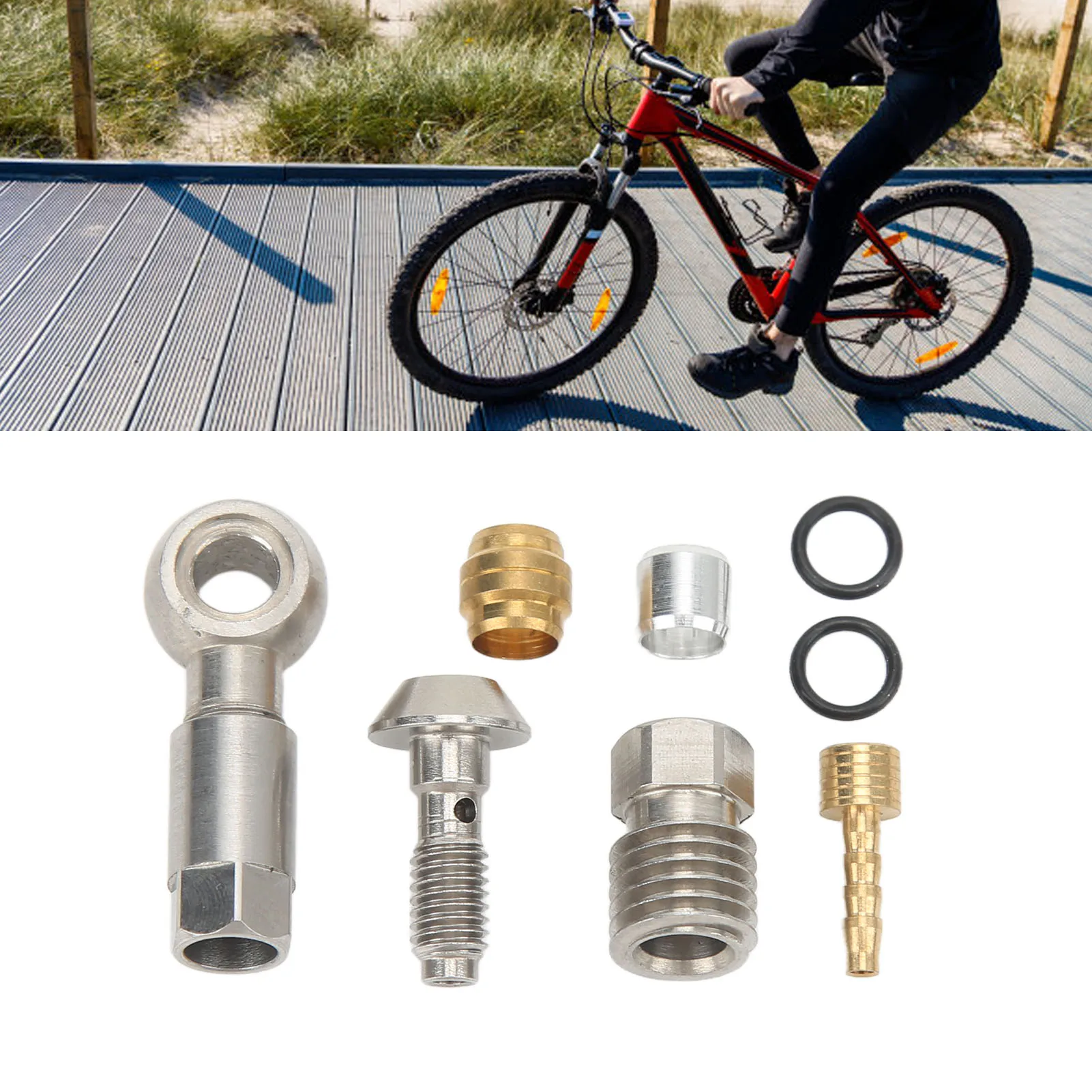 Bike Hydraulic Hose Olive Insert Set for MT4 6 8 Olive Head, Oil Needle, Olive Sleeve Oil Pipe Brake