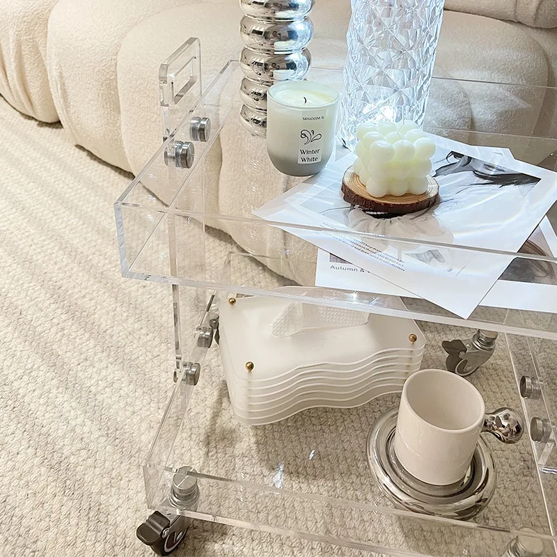 

Acrylic household trolley combination corner several living room storage rack mobile coffee table bedside table