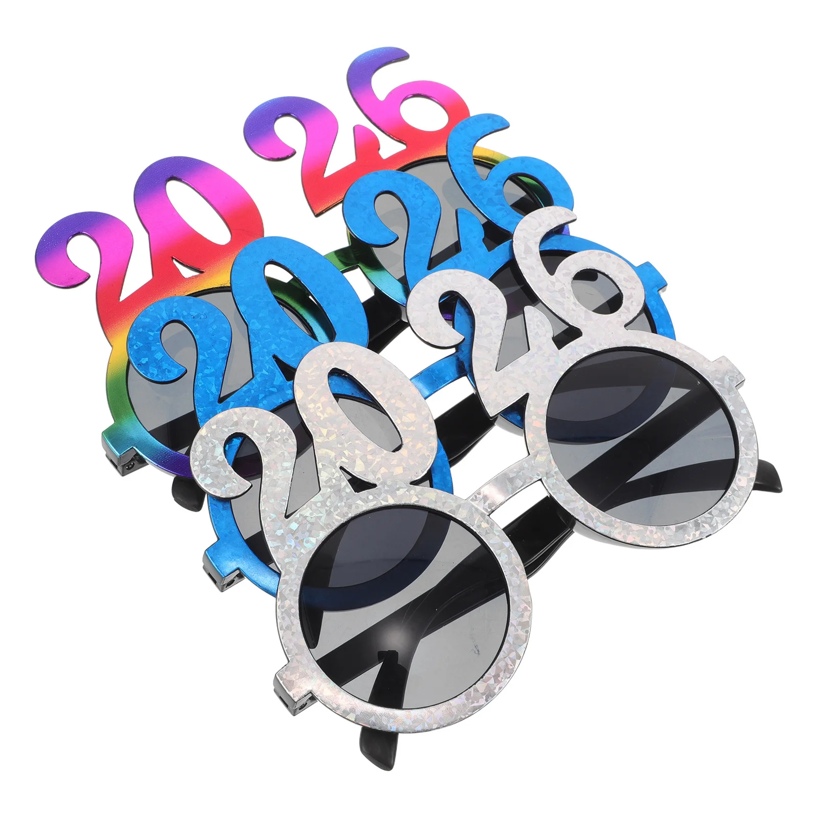

3Pcs Number Shaped 2026 New Year Party Glasses Round Lens Plastic Photo Props Festive Nye Eyewear Funny Glasses for New Year