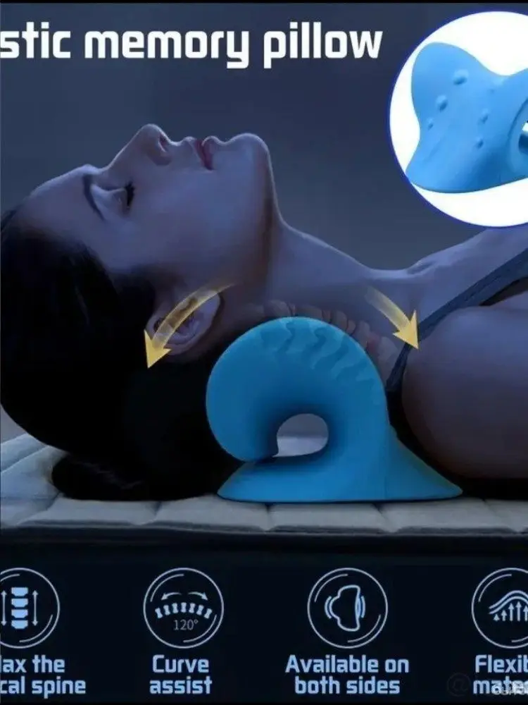 Pillow-Shaped Neck Traction Device, Cervical Spine Chiropractic Stretcher, Neck & Shoulder Pain Relief, Ergonomic Relaxer