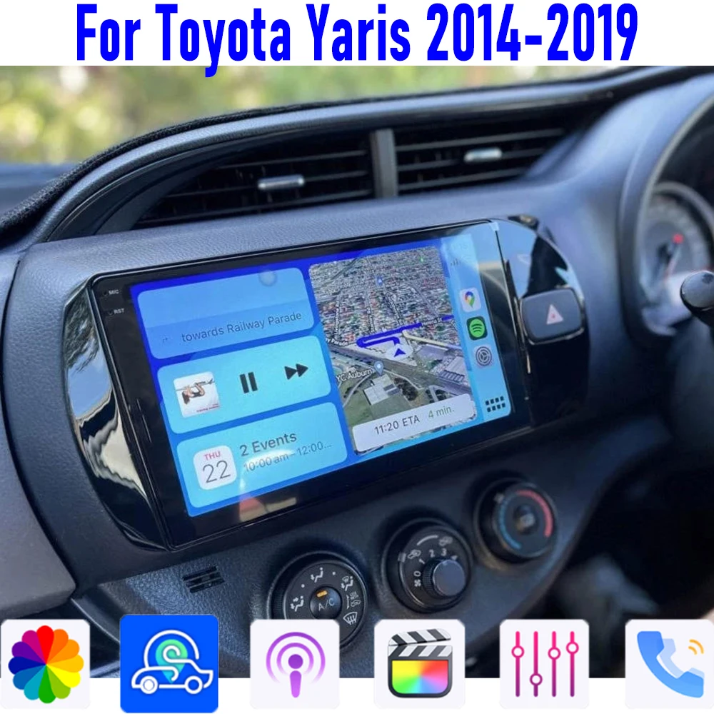 

9" For Toyota Yaris 2014-2019 Stereo GPS Car radio Head Unit Wireless Apple Carplay Android 15 Camera Google Map WIFI 4GB+64GB