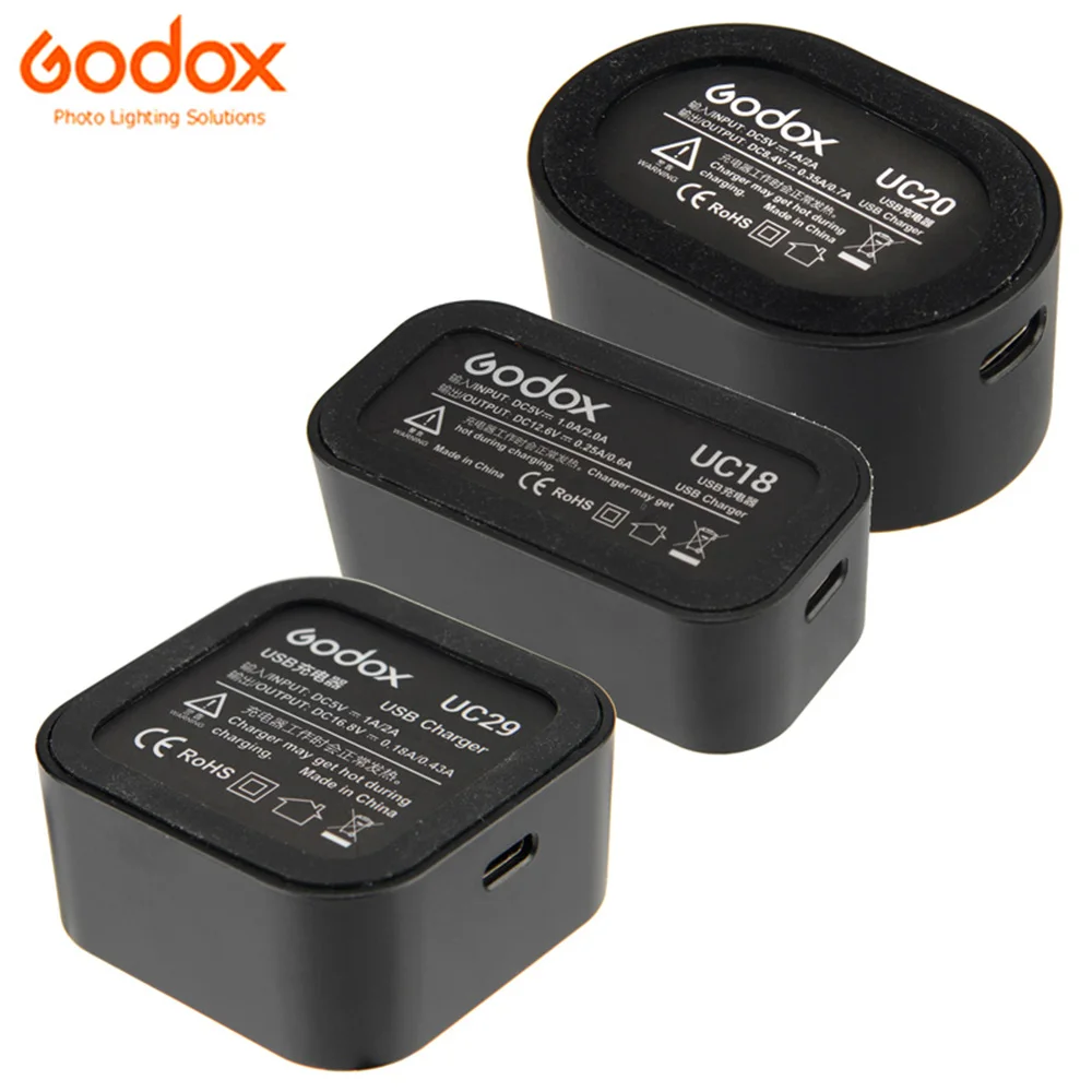 

Оригинальное USB-зарядное устройство Godox UC18 UC20 UC29 для VB18 V850II V860II / VB20 V350 / WB29 AD200 AD200PRO