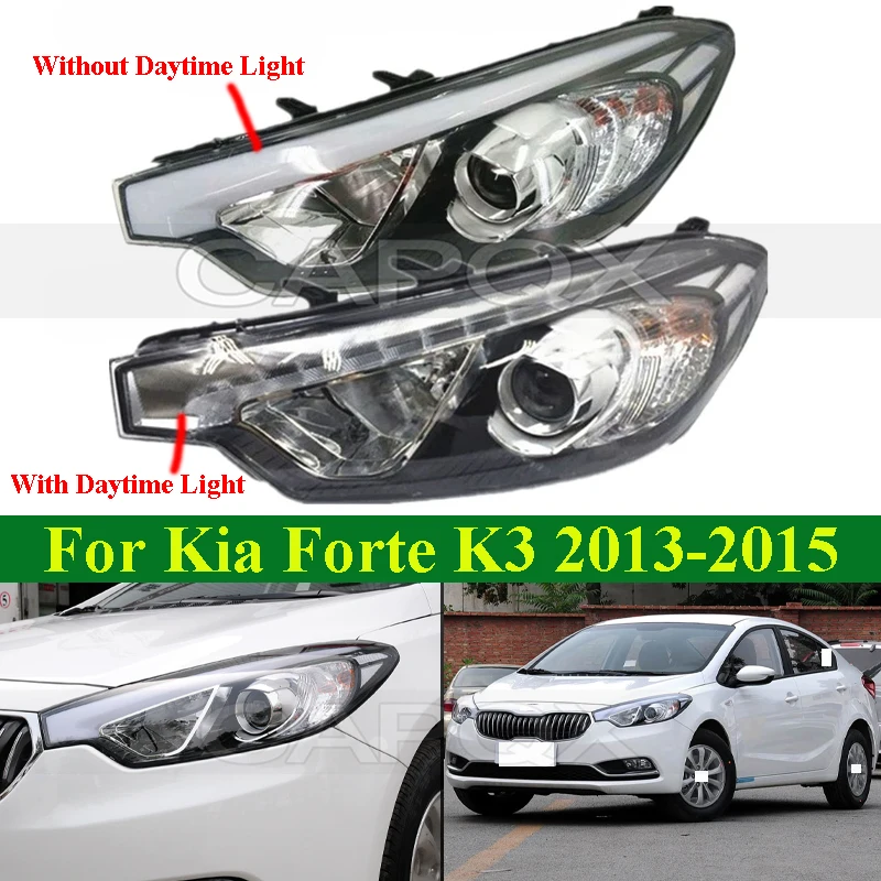 

CAPQX передний бампер, головной фонарь для Kia Forte K3 2013-2015, фара, передний поворотник, дневные ходовые огни