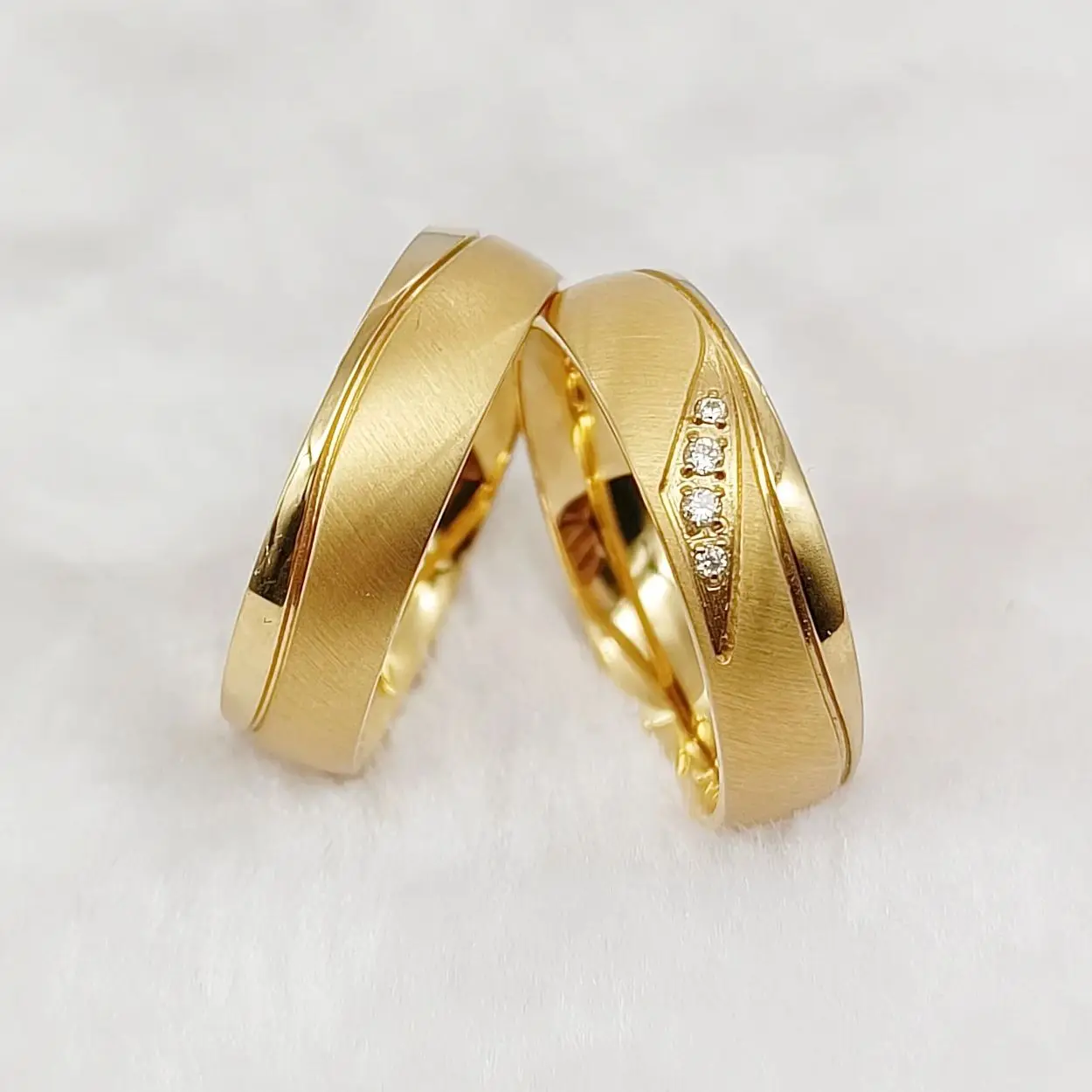 Fashion Western 24k Gold Plated Stainless Steel Jewelry Ring Marriage Couples Wedding Rings Men Women Alliance Dropshipping