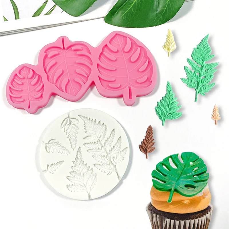 Leaves Silicone Fondant Mold, Tropical Leaf Monstera Leafage Cake Decorating Mold for Chocolate Cookie Pastry Pies,Cake Cup Cake