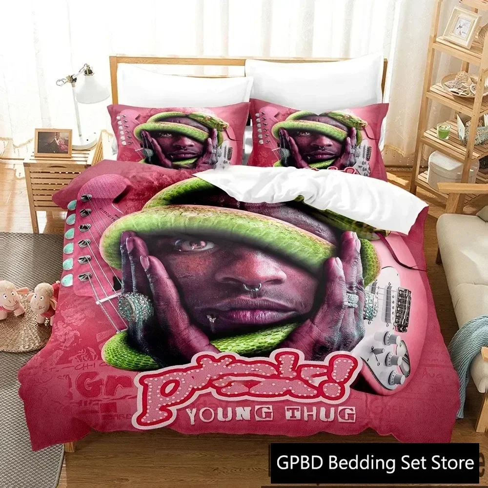 3D Print Young Thug Rapper Bedding Set Duvet Cover Bed Set Quilt Cover Pillowcase Comforter king Queen Size Boys Adult Bedding