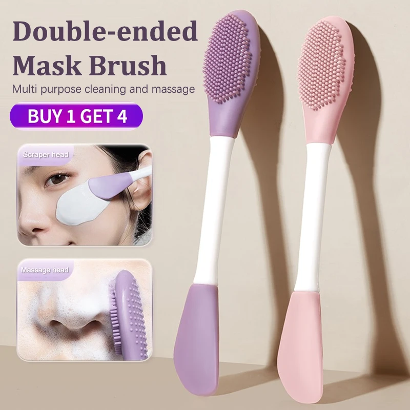 1/4Pc Doppia Testa In Silicone Maschera Spazzole Detergente Per Pori Del Viso Pennello Fango Pellicola Applicatore Donne Strumenti di Pulizia Strumenti Per La Cura Della Pelle