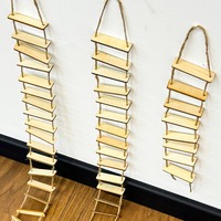 Fairy Bridge Rope Ladder Mini Garden Decor Handmade Wooden Landscape Photography Prop Home Courtyard Miniature Display Accessory