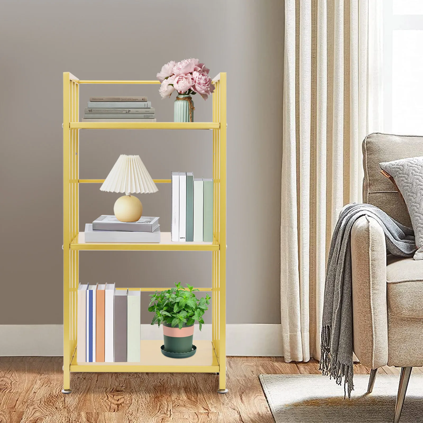 

3-Shelf Floor-Mounted Open-Design Bookcase - Versatile Display Rack, Office & Living Room Shelving Unit