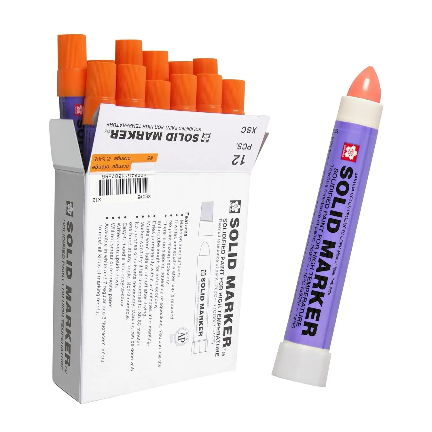 

Перманентные маркеры для окон, дерева и стекла - оранжевая краска - набор из 12 штук