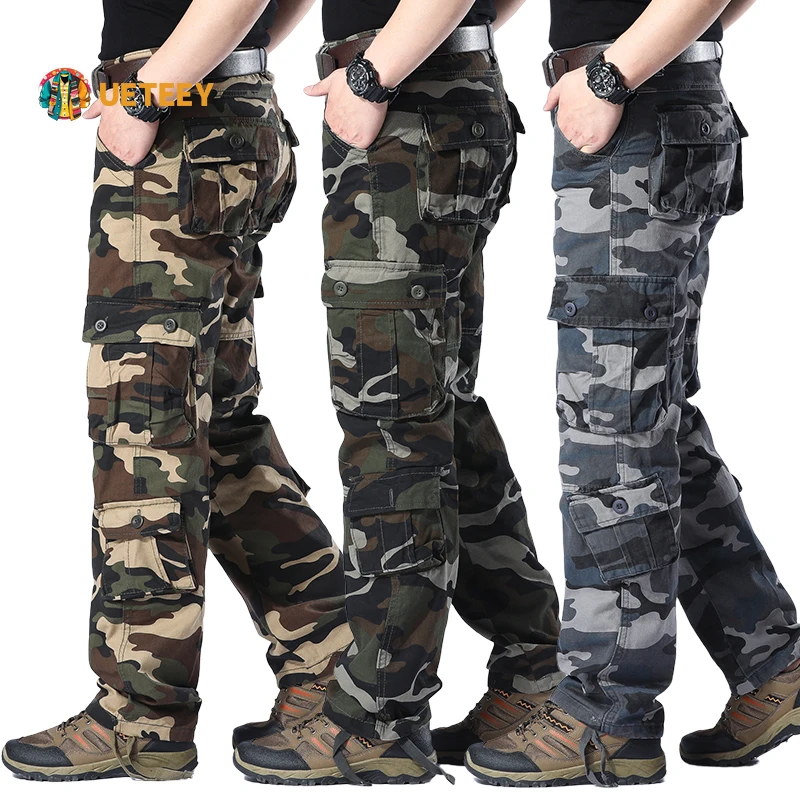 Camo Cargo Pants Men Tactical Camouflage Overalls Cotton Multi-Pocket Trousers Climbing Sweatpants Casual Man Urban Work Pants