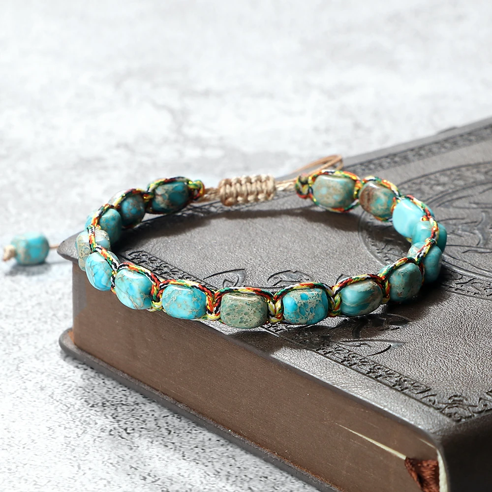 Bohemian Imperial Stone Beaded Bracelet Handmade Braided String Bangles Friendship Jewelry Gift Vintage Design Strand Bracelets