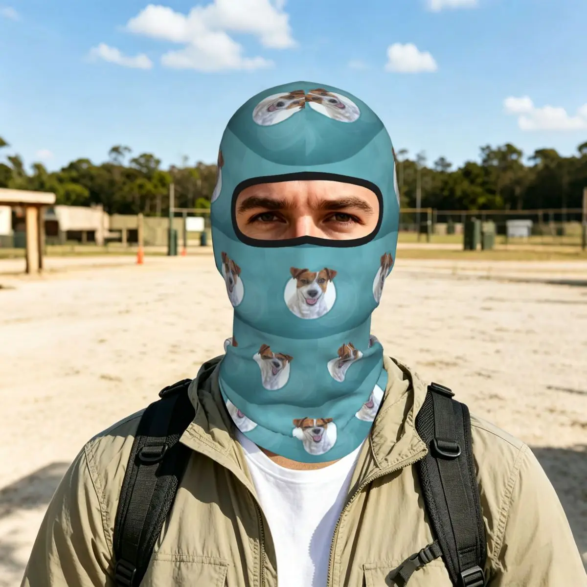Dog Jack Russell Terrier Drawing, Illustration Funny Dog Balaclava Full Face Mask Sun Protection Neck Gaiter For Motorcycle