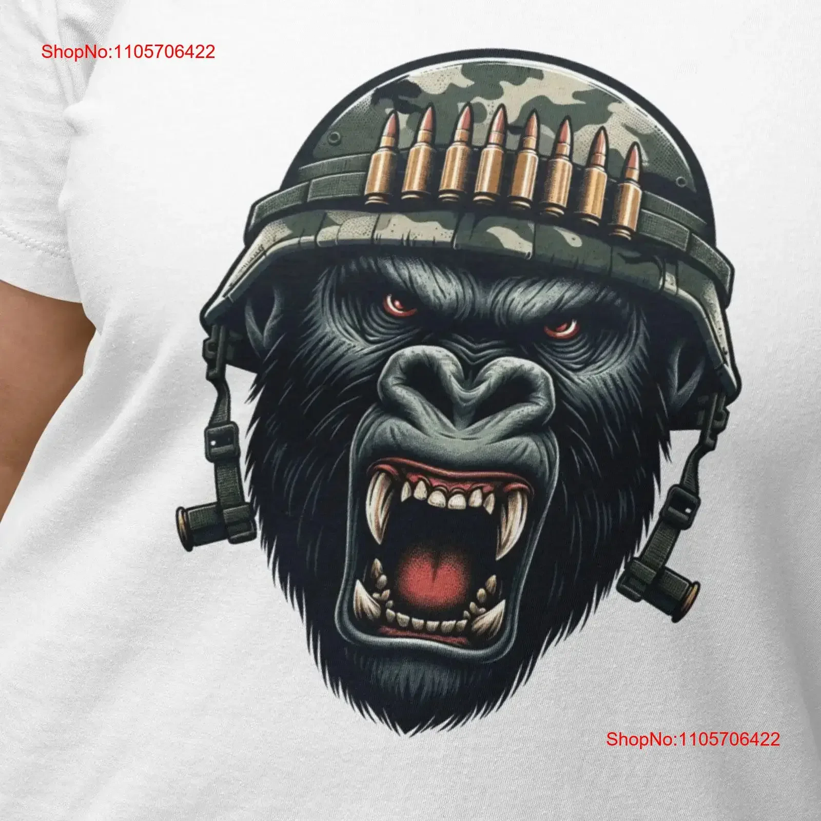 Angry Gorilla Military T Shirt Camo Helmet Unique Soldier Ape Design Casual Streetwear for Veteran Patriotic vintage Washed