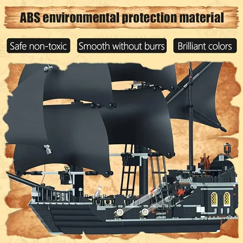 Pirates Of The Caribbean Ship Queen's Revenge Warship Black Pearl Sailboat Building Block Bricks MOC 4195 Assembly Toys Kid Gift image 2