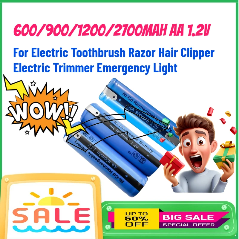

600/900/1200/2700mAh AA 1.2V Rechargeable Battery for Electric Toothbrush Razor Hair Clipper Electric Trimmer Emergency Light