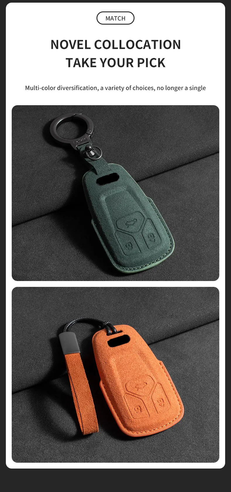 Autoschlüsselhülle für Audi A1 A3 8P A4 B9 A5 A6 C7 8S A7 A8 Q3 Q5 Q7 4M S4 S5 S6 S7 S8 RS3 RS6 SQ5 TTS – Schlüsselanhänger-Zubehör – Detail 8